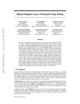 Bloom Origami Assays: Practical Group Testing