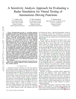 A Sensitivity Analysis Approach for Evaluating a Radar Simulation for
  Virtual Testing of Autonomous Driving Functions