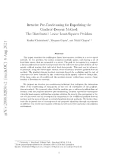 Iterative Pre-Conditioning for Expediting the Gradient-Descent Method:
  The Distributed Linear Least-Squares Problem