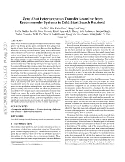 Zero-Shot Heterogeneous Transfer Learning from Recommender Systems to
  Cold-Start Search Retrieval