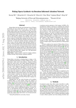 Peking Opera Synthesis via Duration Informed Attention Network