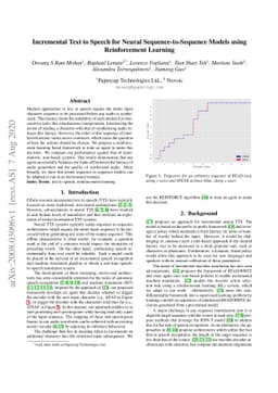 Incremental Text to Speech for Neural Sequence-to-Sequence Models using
  Reinforcement Learning