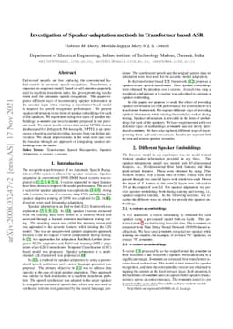 Investigation of Speaker-adaptation methods in Transformer based ASR