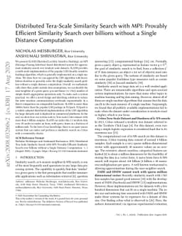 Distributed Tera-Scale Similarity Search with MPI: Provably Efficient
  Similarity Search over billions without a Single Distance Computation