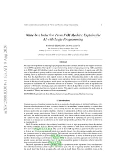 White-box Induction From SVM Models: Explainable AI with Logic
  Programming
