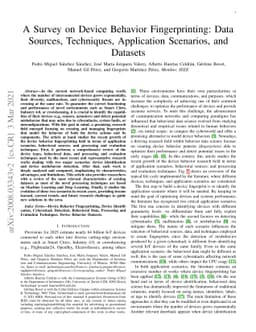 A Survey on Device Behavior Fingerprinting: Data Sources, Techniques,
  Application Scenarios, and Datasets