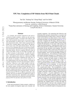 VPC-Net: Completion of 3D Vehicles from MLS Point Clouds
