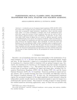 Partitioning signal classes using transport transforms for data analysis
  and machine learning