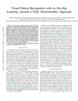 Visual Pattern Recognition with on On-chip Learning: towards a Fully
  Neuromorphic Approach