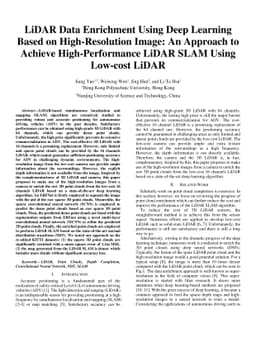 LiDAR Data Enrichment Using Deep Learning Based on High-Resolution
  Image: An Approach to Achieve High-Performance LiDAR SLAM Using Low-cost
  LiDAR