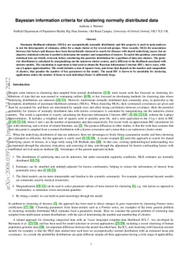 Bayesian information criteria for clustering normally distributed data