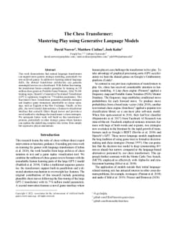 The Chess Transformer: Mastering Play using Generative Language Models
