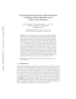 Learning Invariant Feature Representation to Improve Generalization
  across Chest X-ray Datasets