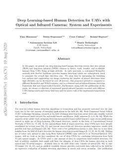 Deep Learning-based Human Detection for UAVs with Optical and Infrared
  Cameras: System and Experiments