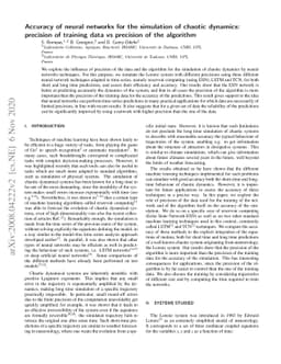 Accuracy of neural networks for the simulation of chaotic dynamics:
  precision of training data vs precision of the algorithm