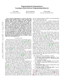 Fingerprinting the Fingerprinters: Learning to Detect Browser
  Fingerprinting Behaviors