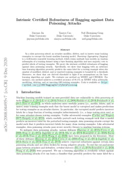 Intrinsic Certified Robustness of Bagging against Data Poisoning Attacks