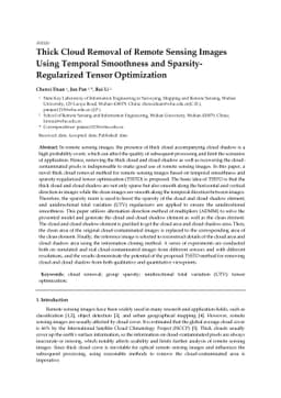 Thick Cloud Removal of Remote Sensing Images Using Temporal Smoothness
  and Sparsity-Regularized Tensor Optimization