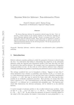 Bayesian Selective Inference: Non-informative Priors