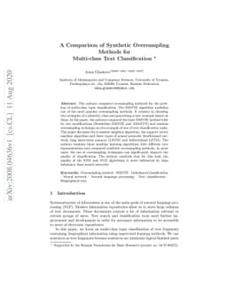 A Comparison of Synthetic Oversampling Methods for Multi-class Text
  Classification