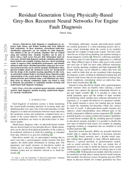 Residual Generation Using Physically-Based Grey-Box Recurrent Neural
  Networks For Engine Fault Diagnosis