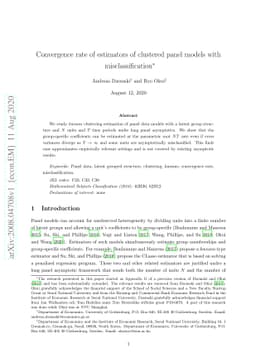Convergence rate of estimators of clustered panel models with
  misclassification