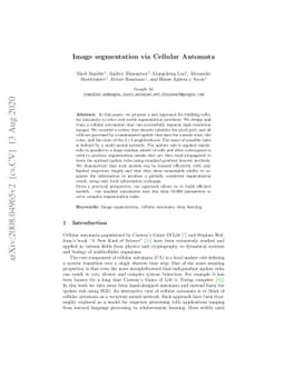 Image segmentation via Cellular Automata