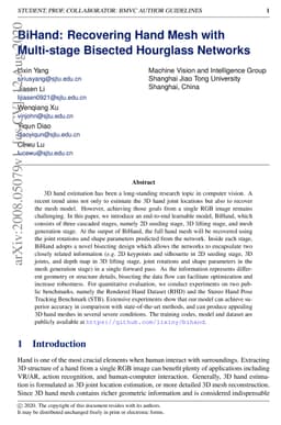 BiHand: Recovering Hand Mesh with Multi-stage Bisected Hourglass
  Networks