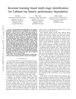Invariant learning based multi-stage identification for Lithium-ion
  battery performance degradation