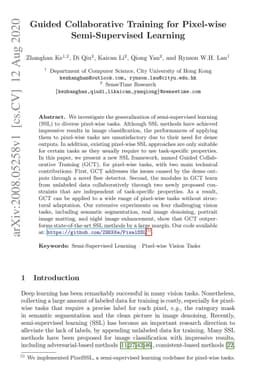 Guided Collaborative Training for Pixel-wise Semi-Supervised Learning