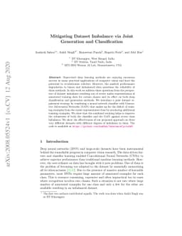 Mitigating Dataset Imbalance via Joint Generation and Classification