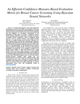 An Efficient Confidence Measure-Based Evaluation Metric for Breast
  Cancer Screening Using Bayesian Neural Networks