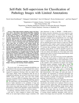 Self-Path: Self-supervision for Classification of Pathology Images with
  Limited Annotations