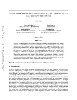 Sequential recommendation with metric models based on frequent sequences