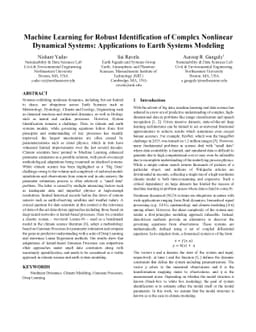 Machine Learning for Robust Identification of Complex Nonlinear
  Dynamical Systems: Applications to Earth Systems Modeling