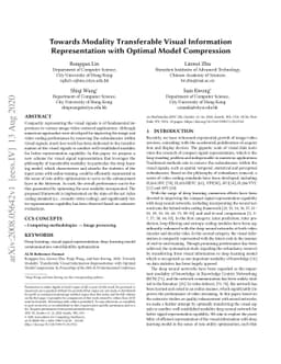 Towards Modality Transferable Visual Information Representation with
  Optimal Model Compression