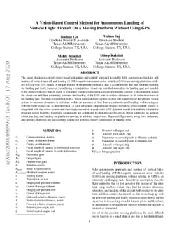 A Vision-Based Control Method for Autonomous Landing of Vertical Flight
  Aircraft On a Moving Platform Without Using GPS