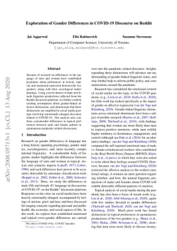 Exploration of Gender Differences in COVID-19 Discourse on Reddit