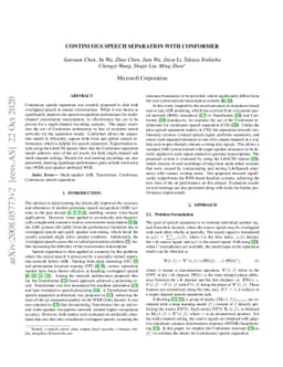 Continuous Speech Separation with Conformer