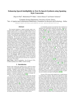 Enhancing Speech Intelligibility in Text-To-Speech Synthesis using
  Speaking Style Conversion
