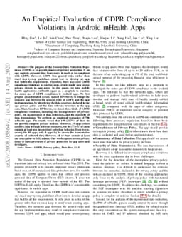 An Empirical Evaluation of GDPR Compliance Violations in Android mHealth
  Apps