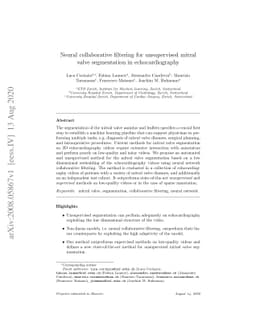 Neural collaborative filtering for unsupervised mitral valve
  segmentation in echocardiography