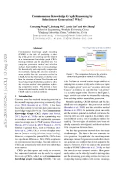 Commonsense Knowledge Graph Reasoning by Selection or Generation? Why?