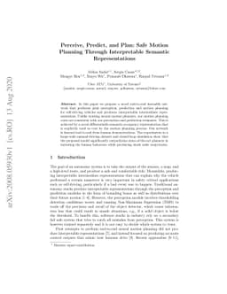 Perceive, Predict, and Plan: Safe Motion Planning Through Interpretable
  Semantic Representations