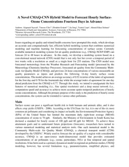 A Novel CMAQ-CNN Hybrid Model to Forecast Hourly Surface-Ozone
  Concentrations Fourteen Days in Advance