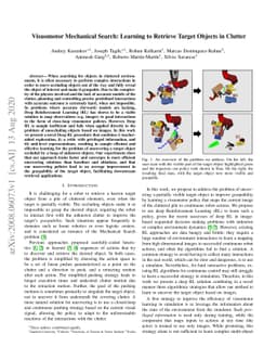 Visuomotor Mechanical Search: Learning to Retrieve Target Objects in
  Clutter