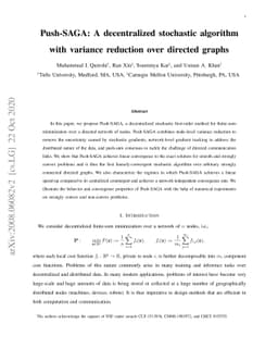 Push-SAGA: A decentralized stochastic algorithm with variance reduction
  over directed graphs