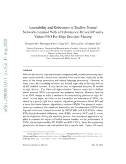 Learnability and Robustness of Shallow Neural Networks Learned With a
  Performance-Driven BP and a Variant PSO For Edge Decision-Making