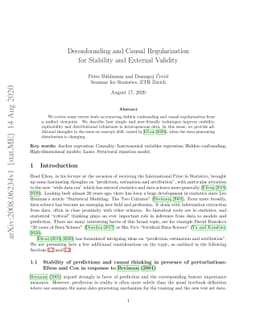 Deconfounding and Causal Regularization for Stability and External
  Validity