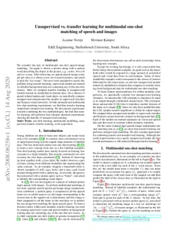Unsupervised vs. transfer learning for multimodal one-shot matching of
  speech and images
